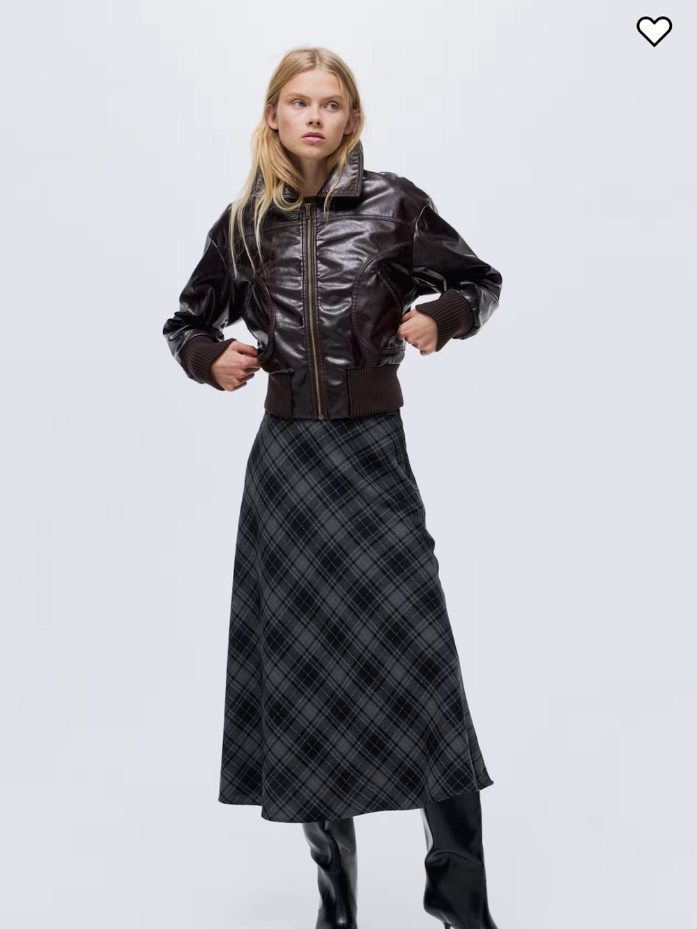 H&M Gray Plaid Midi Skirt NEW Sz 12